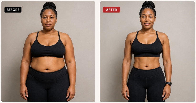 Client result at Snatched Body by Flo